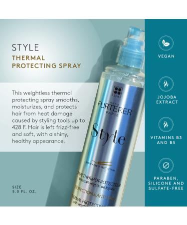 Rene Furterer PROTECT Thermal Protecting Spray - Protects Against Heat Damage - With Moisturizing Jojoba Extract - All Hair Types - Vegan & Silicone-Free - 5.0 fl. oz. - Buy Online on GoSupps.com