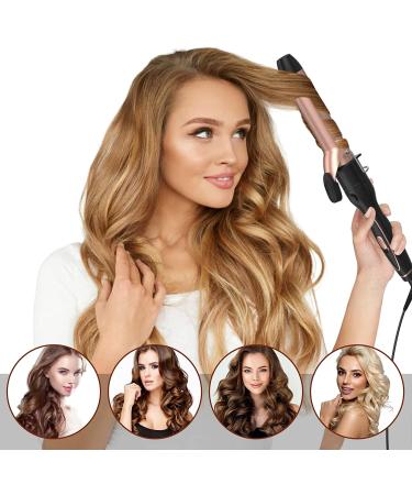 6-in-1 Curling Iron Set with Hair Straightener Brush | Professional Hair Curler with 6 Ceramic Barrels | Instant Heat Up | Heat Resistant Glove - Gold - Buy Online on GoSupps.com