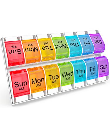 7 Days AM PM Pill Organizer - 2 Times a Day Large Weekly Pills Case, BPA-Free Pills Box Container Cases, Morning and Night Pill Boxes with Unique Push-Button Pop Open Design Hold Vitamin, Medicine - Buy Online on GoSupps.com