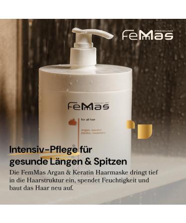  Femmas FemMas Argan and Keratin Shampoo 1L + FemMas Argan and Keratin Mask 1L with Pump - Buy Online on GoSupps.com