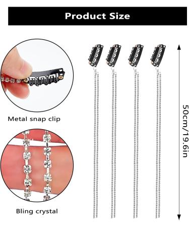 Nizerrd 4PCS Silver Rhinestone Hair Chain Punk Crystal Tassel Hair Jewelry Rhinestone Hair Clip Hair Jewels Festival Accessories Women Silver 4 - Buy Online on GoSupps.com