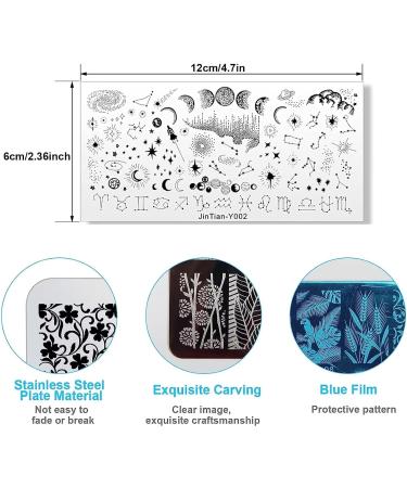 OUBFUUY Moon & Star Nail Stamp Plates Nails Art Stamping Plates Constellation Theme Nail plate Template Image Plates - Buy Online on GoSupps.com