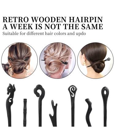 Wooden Hair Sticks: 7 Styles for Long Thick Hair | Chinese & Japanese Hair Pins for Women Buns | Hair Accessories - Buy Online on GoSupps.com