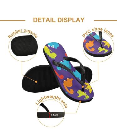 Mnsruu Cartoon Dinosaur Flip Flops - Purple Stylish Footwear for Home Hotel Spa & Travel for Men & Women - Buy Online on GoSupps.com