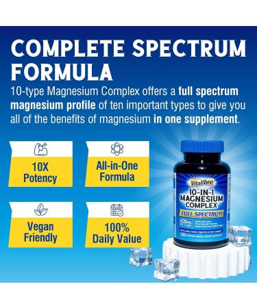 Vitalibre 10 in 1 Magnesium Complex 120 Capsules and Magnesium Glycinate 240 Capsules - Buy Online on GoSupps.com