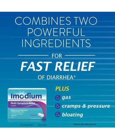 Imodium Multi-Symptom Caplets - 18 ct - Diarrhea Relief with Gas, Bloating, & Cramps - Buy Online on GoSupps.com