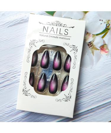 Buy Black Pink Ombre Stiletto Press-On Nails - Glossy Goth Acrylic Gradient Designs | 24Pcs for Women & Girls - Y2K Style - Buy Online on GoSupps.com