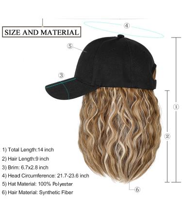 Qlenkay Baseball Cap Hair: 14 Wavy Ginger Blonde Mix Bleach Blonde Wig Hat for Women - Buy Online on GoSupps.com