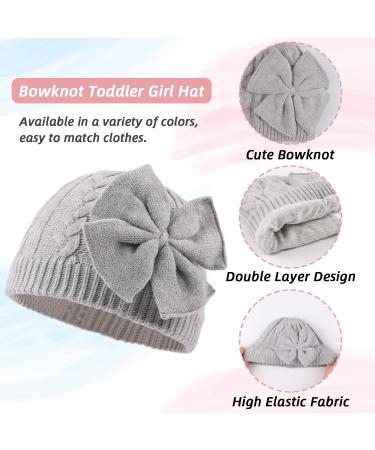 XIAOHAWANG Baby Girl Winter Hat - Cute Bow Knitted Beanie for Infant Girls 0-6 Months (Gray) - Buy Online on GoSupps.com