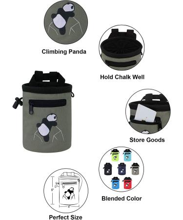 AMC Rock Climbing Panda Chalk Bag - Adjustable Belt - Gray | 6184 - Buy Online on GoSupps.com