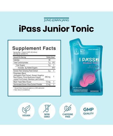 JungKwanJang i-Pass Junior Dietary Supplement- Korean Red Panax Ginseng Extract - Support Immune System, Memory Improvement and Concentration, Productivity - 30 Pouches - Buy Online on GoSupps.com