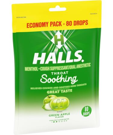 HALLS Throat Soothing Green Apple Cough Drops Economy Pack 80 Drops (Pack of 2) - Buy Online on GoSupps.com