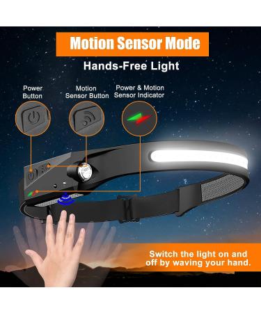 2 Pack Rechargeable Headlamp with 230 Wide Beam LED & Motion Sensor - 1000 Lumen Bright Headlight for Adults & Kids - Ideal for Hardhat, Camping, Running, Hiking - Buy Online on GoSupps.com
