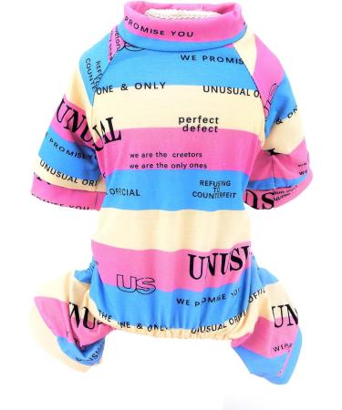 Shop Smalllee_Lucky_Store: Multi-Colored Striped Cotton Pajamas for Small & Medium Dogs & Cats | Nightwear for Yorkies & Chihuahuas - Medium Pink - Buy Online on GoSupps.com