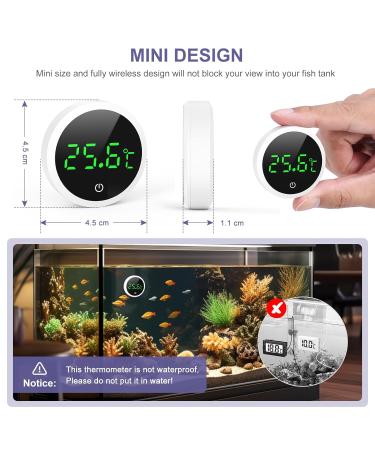 OQIMAX Digital Aquarium Thermometer - Mini Wireless Water Thermometer with LED Display for Freshwater & Saltwater Aquariums - High Precision Touch Wake-Up Feature - Buy Online on GoSupps.com