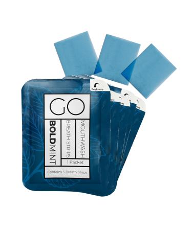 Breath Strips for Bad Breath by Go Mouthwash- Indivivual Packets containing 3 Bold Mint Strips - Alternative to Breath Mints Travel Mouthwash Breath Spray and Other Fresheners - Perfect on The GO 40 Ounce (Pack of 1) Bol