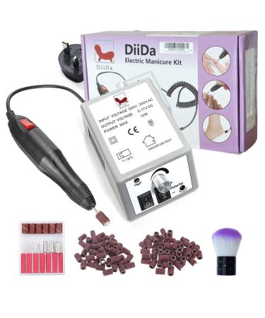 DiiDa Professional Electric Manicure Drill Set Acrylic Nail Gel Polish Remover Electric Nail Files Pedicure Kit with  100pcs Sand Bands+1 Powder Brush  - Buy Online on GoSupps.com