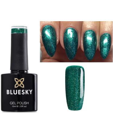 Bluesky Gel Nail Polish MISTLETOE MAGIC Christmas GREEN GLITTER SPARKLE Nail UV LED Soak Off