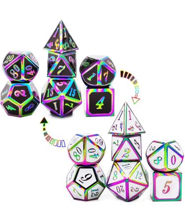 HAOMEJA Color Changing Temperature Metal DND dice kit, D&D dice Set Role Playing Dice Dungeons and Dragons Black Transition White Z Black White