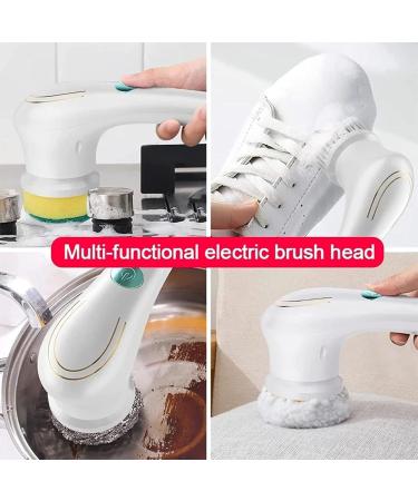 Electric Scrub Brush for Cleaning with 5 Changing Heads Cleaning Brush USB Charging 360 Vibration Cleaning Scrubber Household Multipurpose Cleaning - Buy Online on GoSupps.com