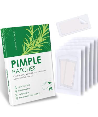 NiHealth Large Tea Tree Oil Acne Pimple Patch Absorbing Hydrocolloid Spot Transparent Matte Blemish Cover for Face Body Skin 25mm&60mm (10 Counts) 1 Count (Pack of 10)