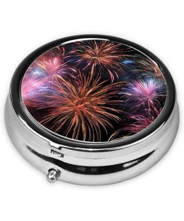 Shop 3D Explosion Firework Round Pill Box 3 Compartment Travel Medicine Organizer Mini Decorative Pocket Purse Holder in Black - Buy Online on GoSupps.com