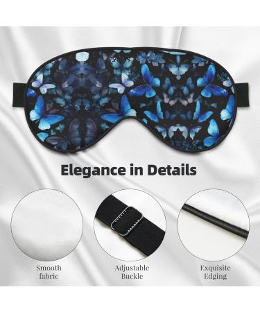 Buy Blue Butterflies White Flowers Print Unisex Eye Mask | Soft & Comfortable Light-Blocking Sleep Mask for Better Sleep - Buy Online on GoSupps.com