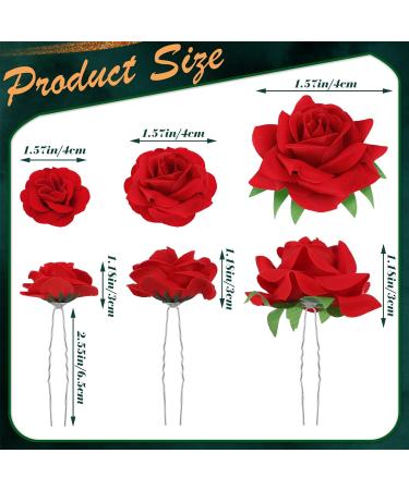 Red Rose Hair Clips Set - Elegant Flower Hair Accessories for Women and Girls - Perfect for Wedding, Dance, Birthday - Pack of 12 - Buy Online on GoSupps.com