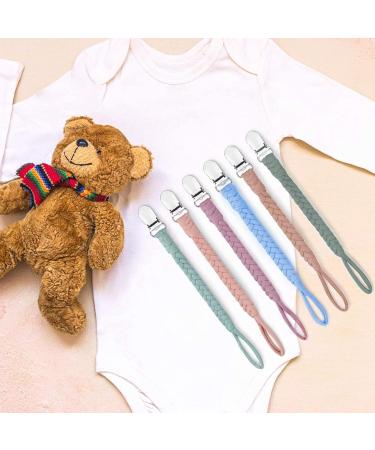 Iopykkoa Pacifier Chain - 4 Pack Cotton Clips for Boys & Girls - Colorful Triangle Design in Green Pink Blue Purple - Ideal for Bibs | International Shipping - Buy Online on GoSupps.com