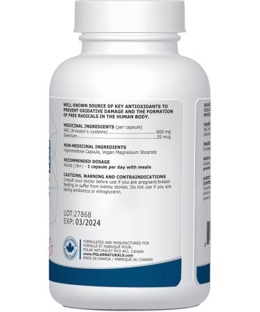 Polar Naturals NAC (N-Acetyl-L-Cysteine) Plus Supports Antioxidant Glutathione Levels Immune System Support Liver and Detox Support - 60 Capsules - Buy Online on GoSupps.com