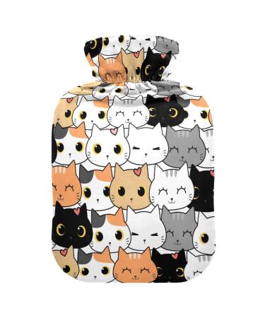 Cute cat heat bottle with reference heat bottles for pain relief hand foot warmer heating bottles for heat and cold therapy 2 L