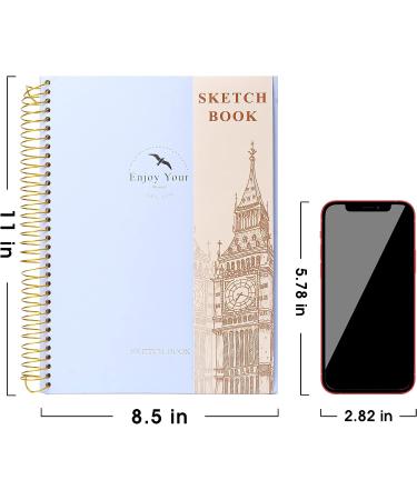 8.5x11 Hardcover Sketchbook for Adults & Kids - 120 Sheets Premium Paper Spiral Sketch Book for Drawing - Blue | Art Supplies Notebook - Buy Online on GoSupps.com