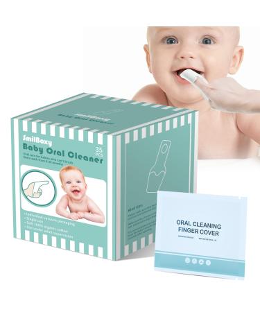 Smilboxy 35pcs finger cuff baby oral cleaner baby toothbrush teeth brush with your fingers for 0-36 months toddler mouth care baby tongue toothbrush children cleans teeth 35 pieces (1 Pack)