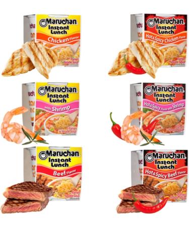 Ja Cor Instant Lunch Ramen Noodles Variety Pack- 6 Flavors: Chicken Beef Shrimp Hot and Spicy Chicken Beef Shrimp Cup Noodle Soup Bundle with 1-Set of Reusable Chopsticks(2 Each Flavor 12 Packs) - Buy Online on GoSupps.com