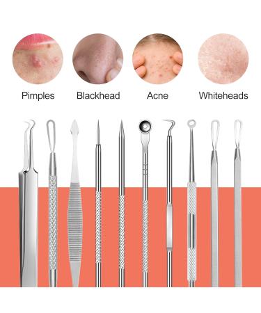 Fousenuk Blackhead Remover Set - 10 Stainless Steel Comedone Squeezers for Pimple & Acne Care with Storage Box - Perfect for Noses & Facial Care - Buy Online on GoSupps.com