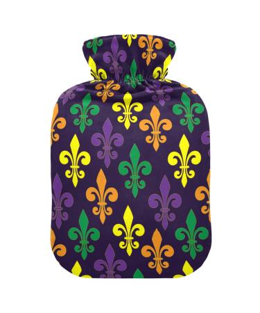 Mardi grass French lily hot water bottle with reference heat bottles for pain relief water heating pillows heating pocket for warm and cold compress 2 L