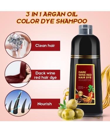 Buy 3-in-1 Herbal Hair Dye Shampoo for Grey Coverage - Dark Burgundy 16.9fl oz | Best for Men & Women - International Shipping Available - Buy Online on GoSupps.com