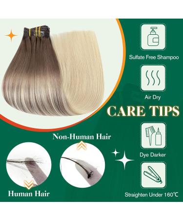 Buy Easyouth 20-inch Clip In Balayage Real Hair Extensions - Platinum Blonde & Light Brown Mix - 120g 7 Pieces - Buy Online on GoSupps.com