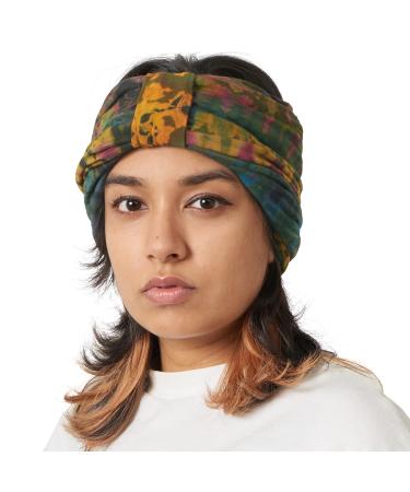 Casualbox - Tie-Dye Winter Headband - Hippie Fashion - Elastic Head Wrap Cover - 60's 70's Retro Bandana - Psychedelic Flower Pattern C