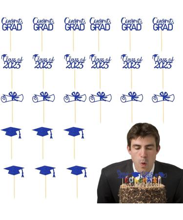 JINGLING Graduation Cake Toppers 24 Piece Graduation Cupcake Toppers Glitter Class of 2023 Graduation Caps Cupcake Picks for Party Cake Decorations Blue - Buy Online on GoSupps.com