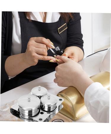 MAGICLULU 1 Set Nail Art Storage Jar Nail Art Equipment Cup Dappen Dish Nail Salon Supply Nail Art Tool Nail Art Liquid Cup Skin Nail Liquid Cup Mini Dish Stainless Steel Nail Polish Mix 13x11cm Silver - Buy Online on GoSupps.com