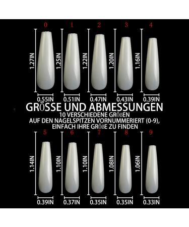 Lofuanna Ballerina Nails - 100 Long Coffin Fake Nails | Full Cover Artificial Fingernails with Case | 10 Sizes for Nail Studios & DIY Nail Art - Buy Online on GoSupps.com