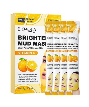 BIOAQUA Vitamin C Mud Facial Mask Sweet Orange Moisturizing Clean Pores Oil Control Face Skin Refreshing 8gx 10pcs