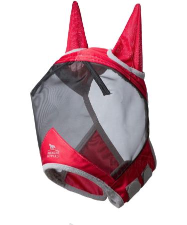 Buy Harrison Howard Caremaster Pro Luminous Horses Fly Mask - UV Protection Fleece Padding & Ear Protection - Ruby Red for Warmbloods (L) - 1 Pack - Buy Online on GoSupps.com