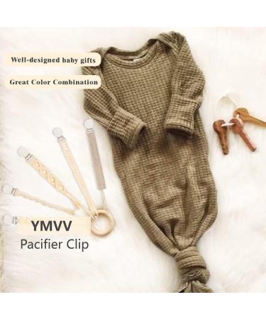 YMVV Modern Pacifier Clips 5 Pack - Handmade Braided Rope, Unisex Design, Fits Most Pacifier Styles - Beige - Buy Online on GoSupps.com