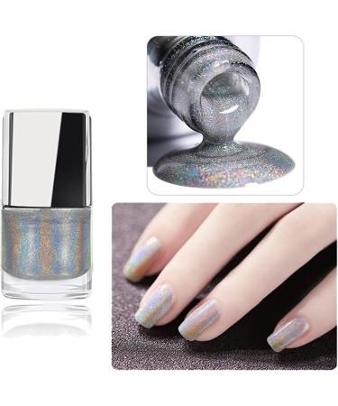Holographic Nail Polish Glitter Nail Polish With Mermaid Effect Silver Nail Polish Long Lasting Nail Polish Polarising Glitter Nail Polish Art Gel Polish Quick Dry (7ml) (#01) - Buy Online on GoSupps.com