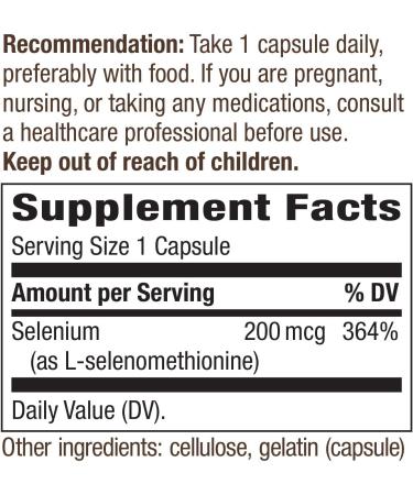 Nature's Way Selenium 200 mcg - Antioxidant Support, L-Selenomethionine, 100 Capsules - Buy Online on GoSupps.com