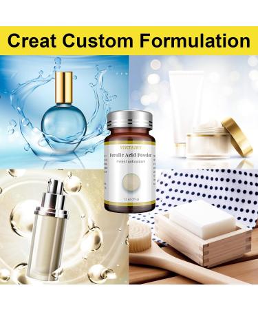 Pure Ferulic Acid Powder - 1.2 oz | Natural Antioxidant for Vitamin C & E Stability | Protect Skin from Damage | DIY Skincare Creams & Serums - Buy Online on GoSupps.com