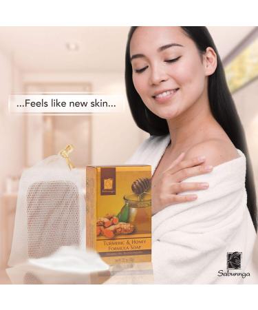 Sabunnga Turmeric Soap Bar - Natural Honey Turmeric Soap for Face & Body - Fades Dark Spots, PH Balanced, Gentle Exfoliating - Buy Online on GoSupps.com