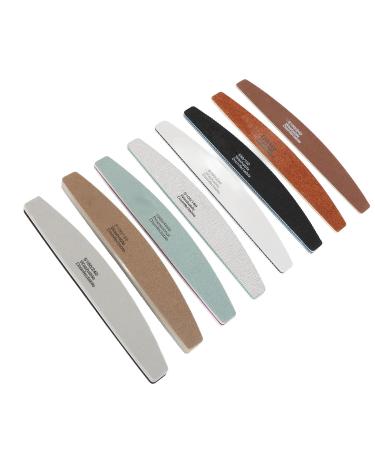 Half Moon Acrylic Nail Files Shapes Different Fineness Manicure Tool Polishing Nail File Set 8 Pieces Comfortable Grip for Manicurists